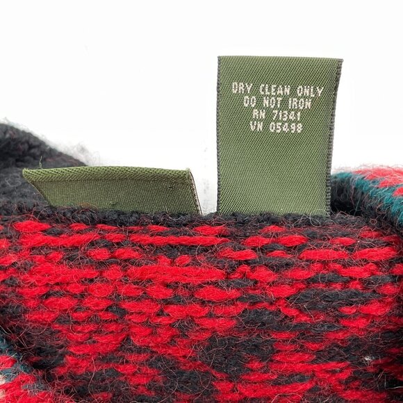 LL Bean Cardigan Women Small Regular Black Red Snowflake Merino Wool Latvia - Picture 7 of 12